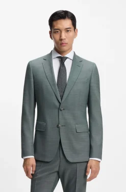 Two-piece slim-fit suit in micro-patterned stretch cloth