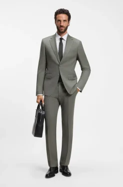 Two-piece slim-fit suit in patterned stretch wool