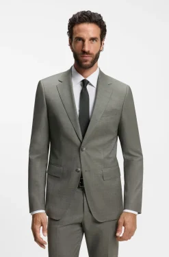 Two-piece slim-fit suit in patterned stretch wool