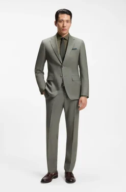 Two-piece slim-fit suit in patterned stretch wool