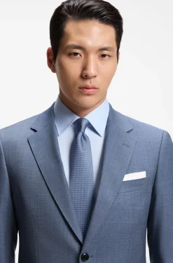 Two-piece slim-fit suit in patterned stretch wool