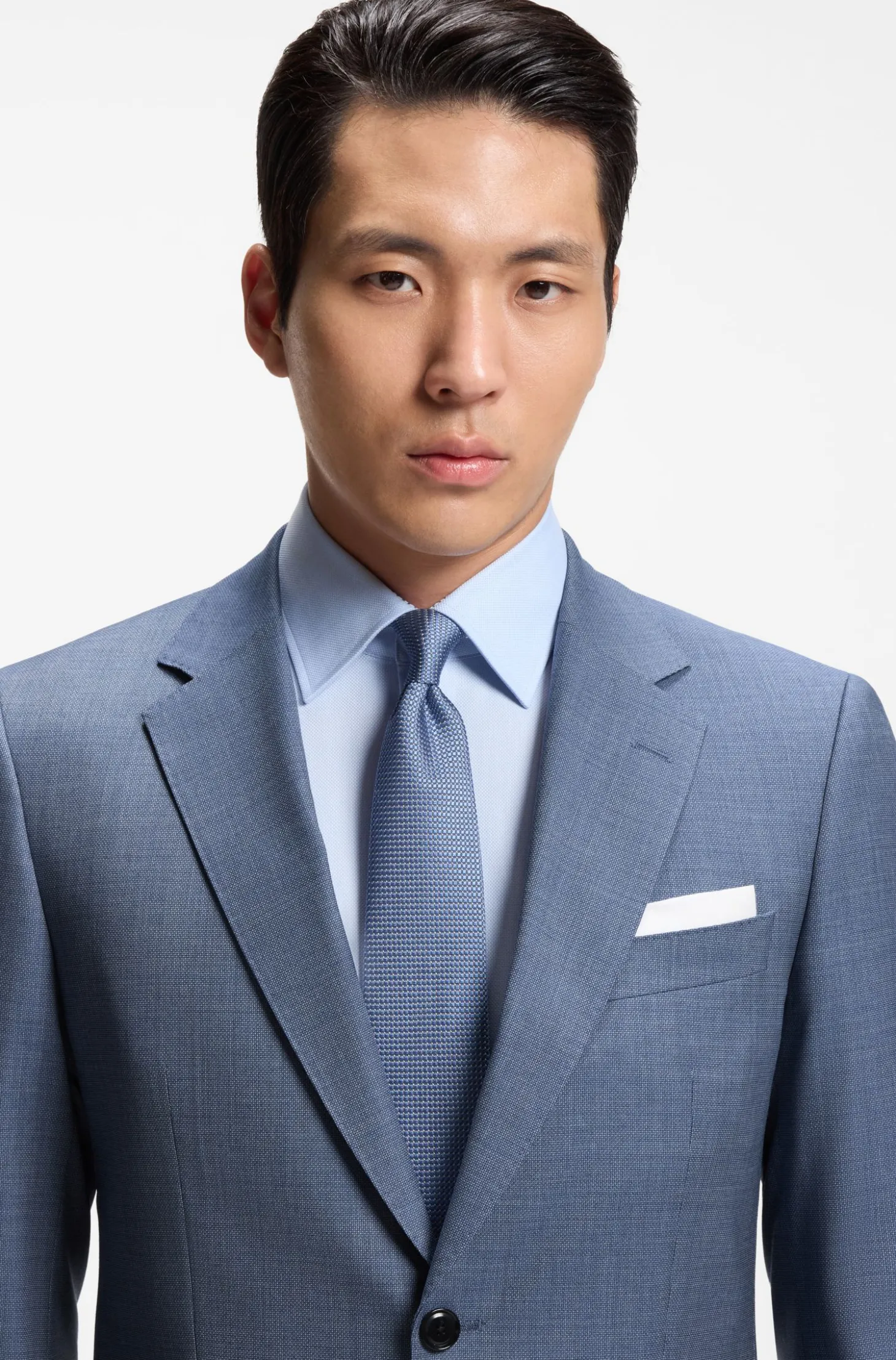 Two-piece slim-fit suit in patterned stretch wool