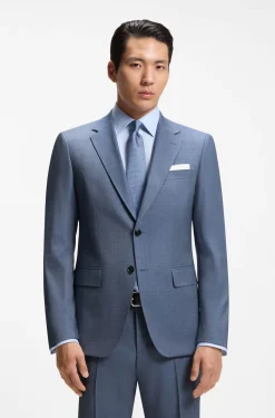 Two-piece slim-fit suit in patterned stretch wool