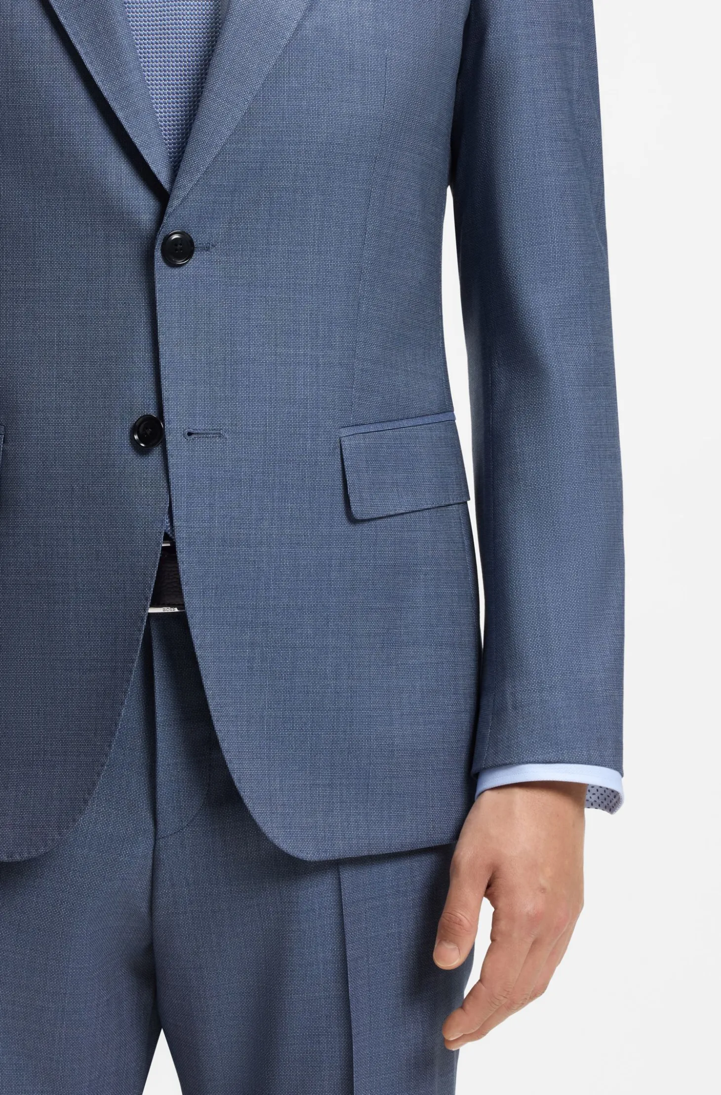 Two-piece slim-fit suit in patterned stretch wool