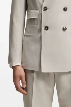 Two-piece slim-fit suit in patterned virgin wool