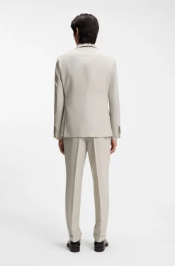 Two-piece slim-fit suit in patterned virgin wool