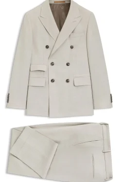 Two-piece slim-fit suit in patterned virgin wool
