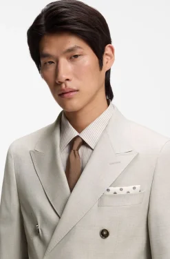 Two-piece slim-fit suit in patterned virgin wool