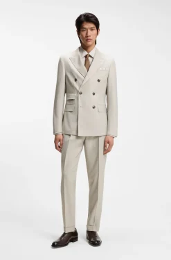 Two-piece slim-fit suit in patterned virgin wool