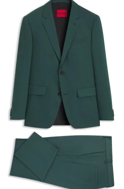 Two-piece slim-fit suit in performance-stretch twill