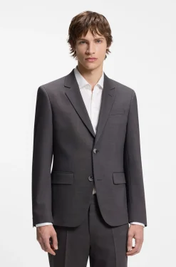 Two-piece slim-fit suit in performance-stretch twill