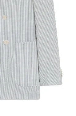 Two-piece slim-fit suit in stretch seersucker fabric
