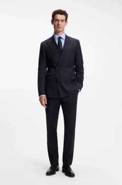 Two-piece slim-fit suit in striped stretch wool