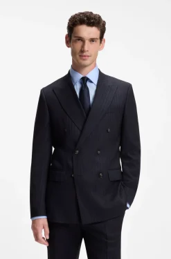 Two-piece slim-fit suit in striped stretch wool
