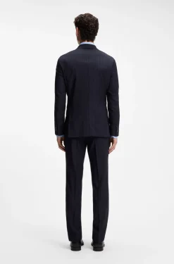 Two-piece slim-fit suit in striped stretch wool