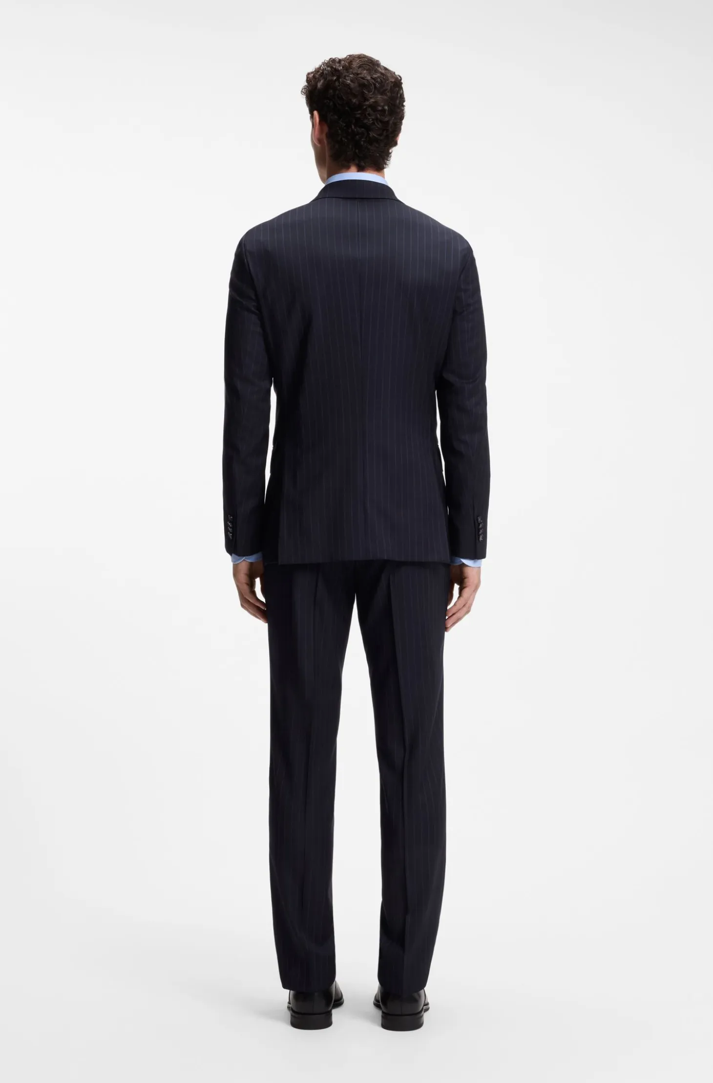 Two-piece slim-fit suit in striped stretch wool