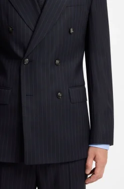 Two-piece slim-fit suit in striped stretch wool