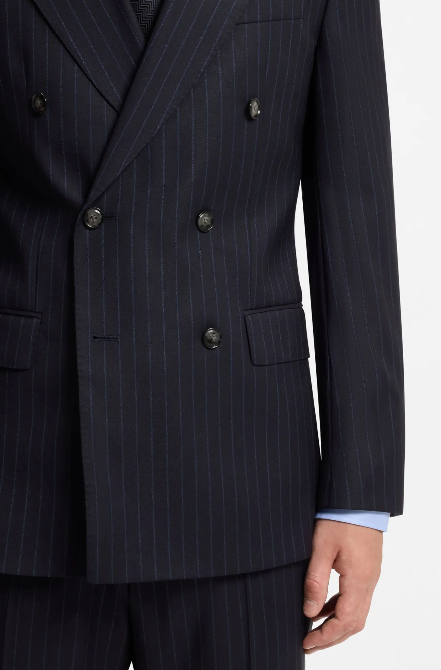 Two-piece slim-fit suit in striped stretch wool