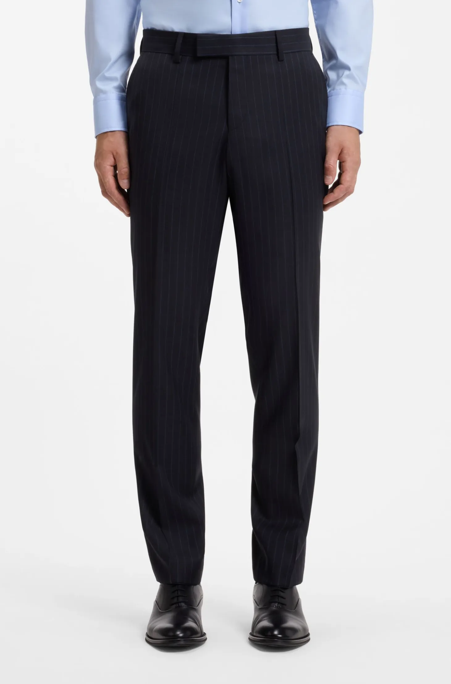 Two-piece slim-fit suit in striped stretch wool