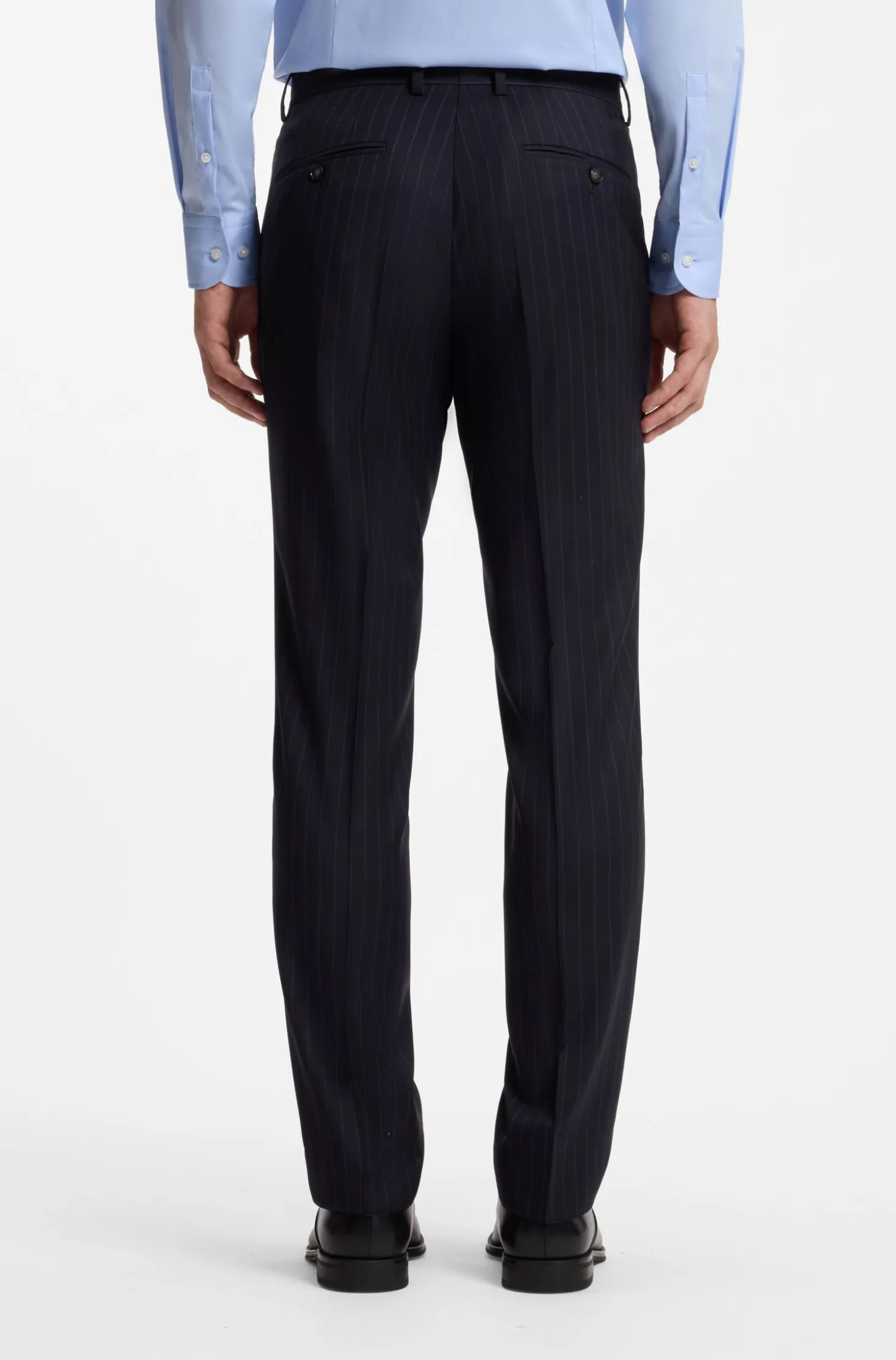 Two-piece slim-fit suit in striped stretch wool