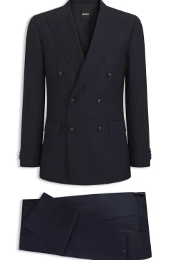 Two-piece slim-fit suit in striped stretch wool