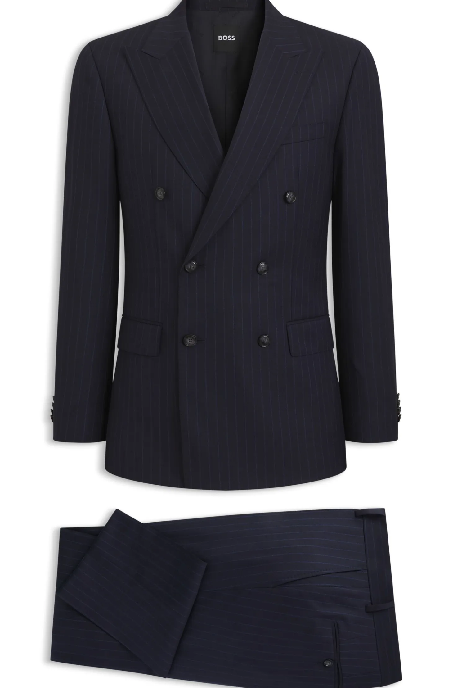 Two-piece slim-fit suit in striped stretch wool