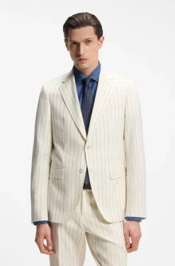 Two-piece slim-fit suit in striped fabric