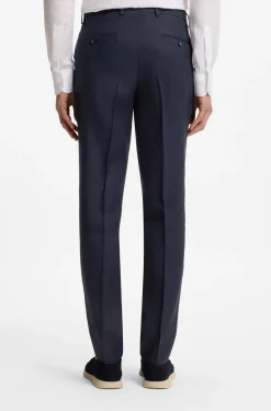 Two-piece slim-fit suit in striped linen and wool