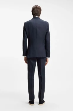 Two-piece slim-fit suit in striped linen and wool