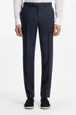 Two-piece slim-fit suit in striped linen and wool