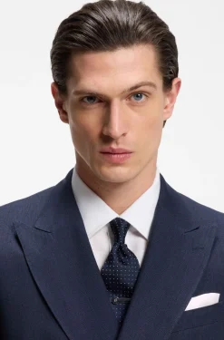 Two-piece slim-fit suit in striped linen and wool