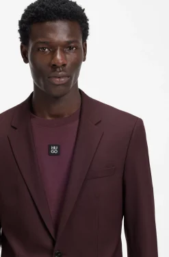 Two-piece slim-fit suit in wool-blend poplin