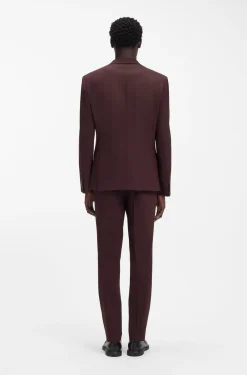 Two-piece slim-fit suit in wool-blend poplin
