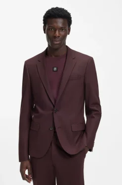 Two-piece slim-fit suit in wool-blend poplin