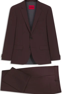 Two-piece slim-fit suit in wool-blend poplin