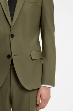 Two-piece slim-fit suit in wool-blend poplin