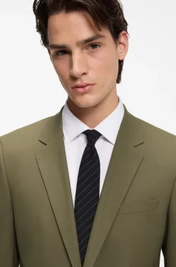 Two-piece slim-fit suit in wool-blend poplin