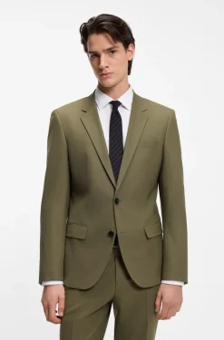 Two-piece slim-fit suit in wool-blend poplin