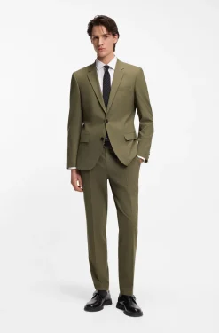 Two-piece slim-fit suit in wool-blend poplin