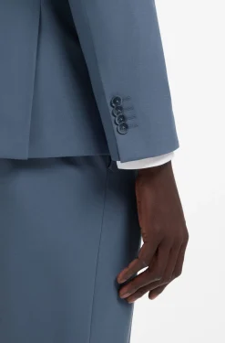 Two-piece slim-fit suit in wool-blend poplin