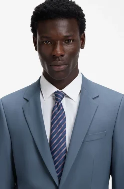 Two-piece slim-fit suit in wool-blend poplin