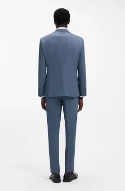 Two-piece slim-fit suit in wool-blend poplin