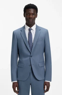 Two-piece slim-fit suit in wool-blend poplin