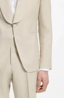 Two-piece slim-fit tuxedo suit in virgin wool and linen