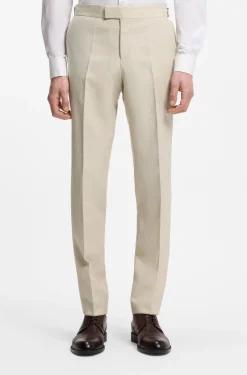 Two-piece slim-fit tuxedo suit in virgin wool and linen