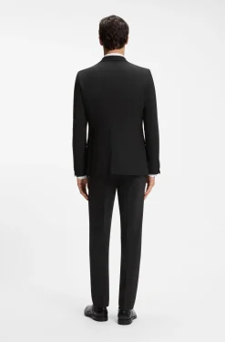 Two-piece suit in a melange stretch-wool blend