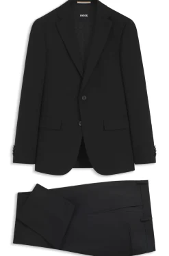 Two-piece suit in a melange stretch-wool blend