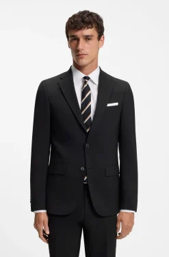 Two-piece suit in a melange stretch-wool blend