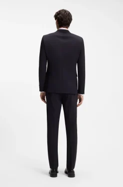 Two-piece suit in a melange stretch-wool blend