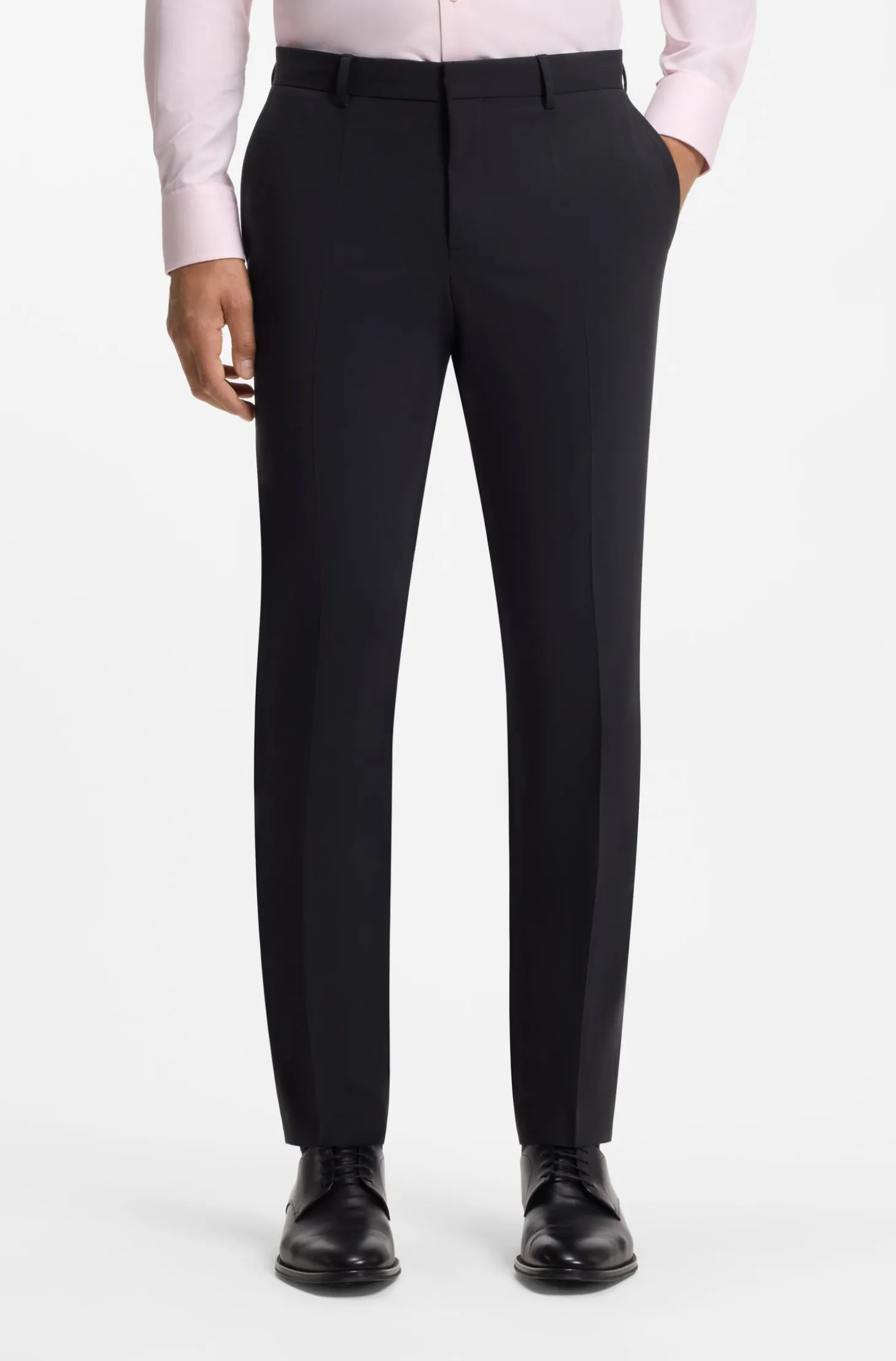 Two-piece suit in a melange stretch-wool blend